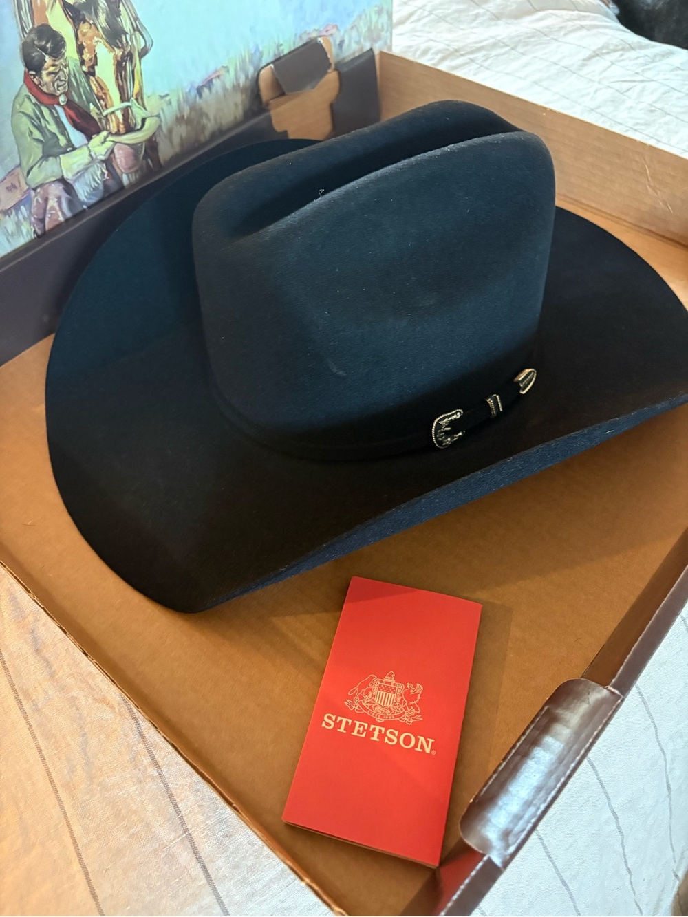 Stetson Black Western Cowboy Hat with Decorative Buckle Band